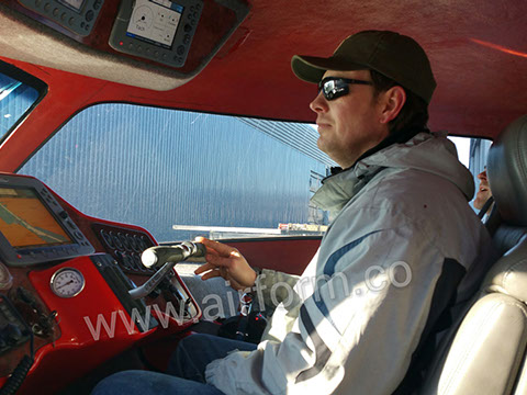 Air Form's AF46 hovercraft cockpit Raymond Jordison driving
